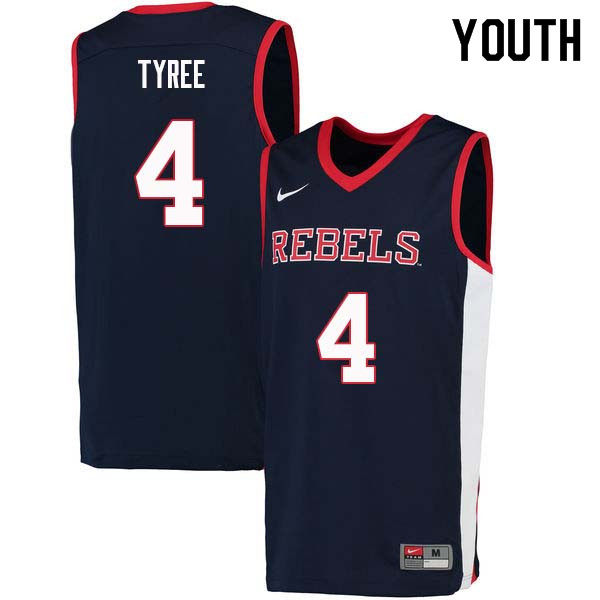 Breein Tyree Ole Miss Rebels NCAA Youth Navy #4 Stitched Limited College Football Jersey STU3058OI